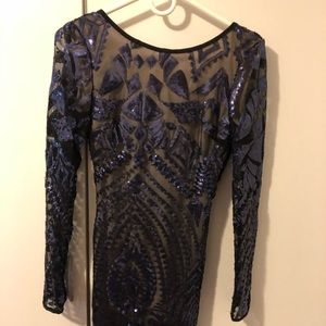 Navy blue sequined dress